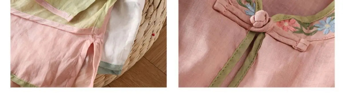 Casual Loose Blouse Shirt Women Clothes Summer Cotton Linen Ladies Tops Tee Blusas Vintage Embroidery Woman Shirt Camiseta Mujer