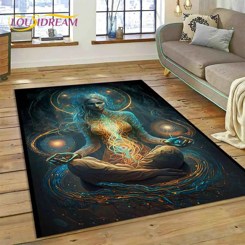 Naturalize Yoga Zen Meditation Rainbow 7 Chakra Carpet Rug for Home Living Room Bedroom Sofa Doormat Decor,Area Rug Non-slip Mat