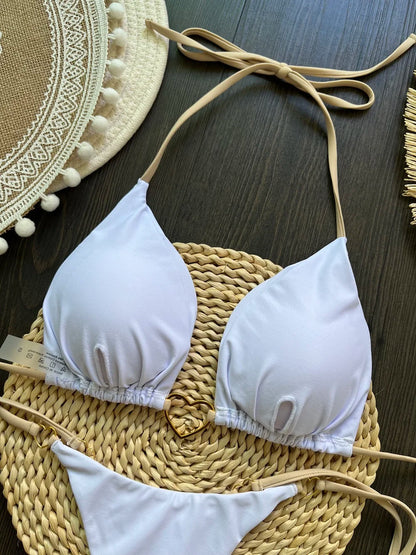 RUOTONSEPT Sexy Halter Solid color Bikini Set Women's Swimsuit Two-piece Triangle Thong Swimwear Bathing Suit Brazilian Biquinis - AMULET RING STORE