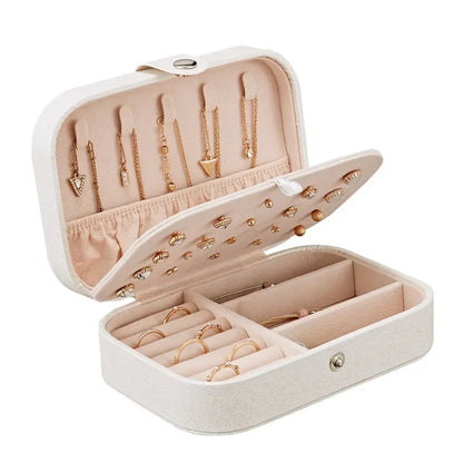 Portable Jewelry Box Jewelry Organizer Display Travel Jewelry Case Boxes Button Leather Storage Zipper Jewelers Joyero - AMULET RING STORE