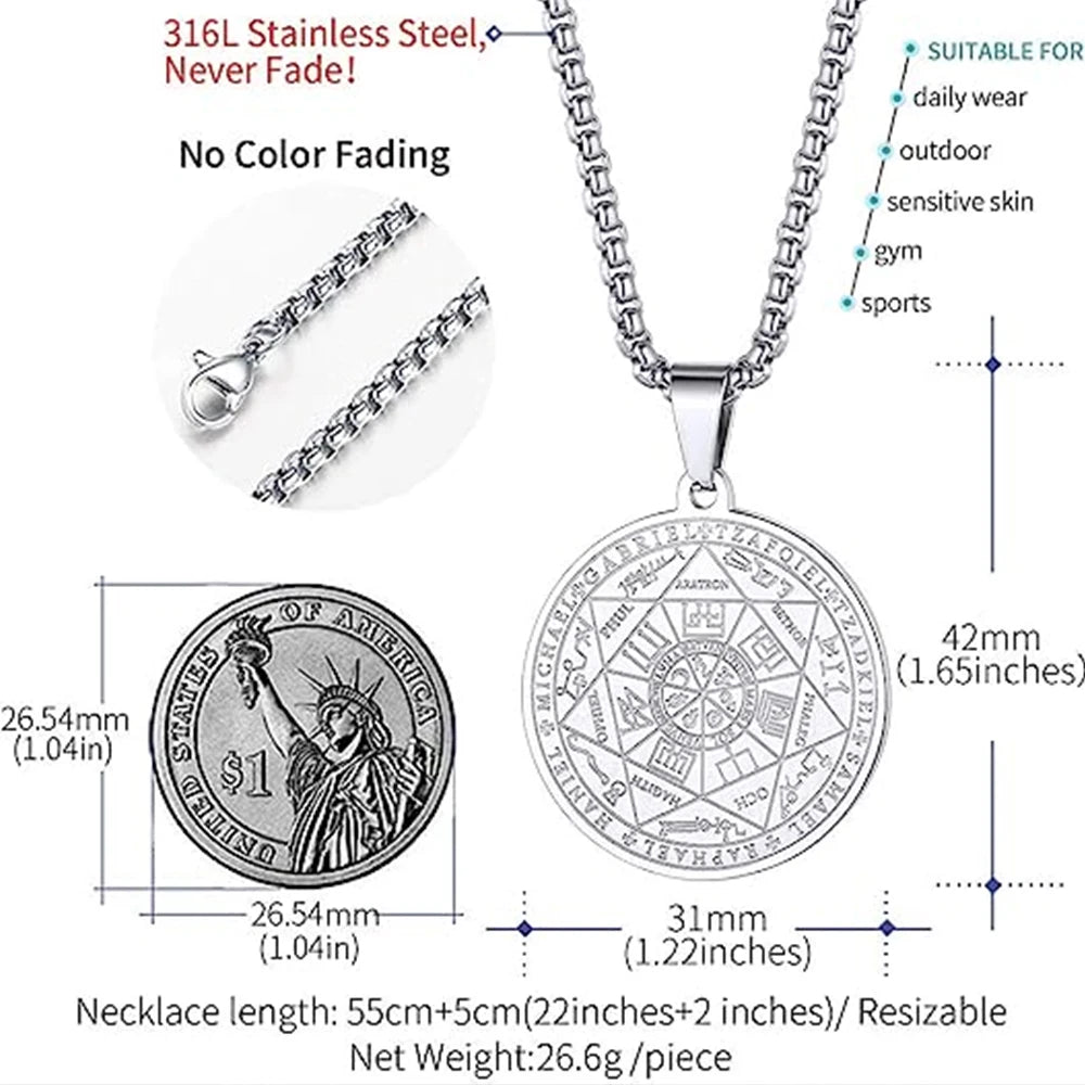 Seal of The 7 Archangels Pendant Necklaces for Men