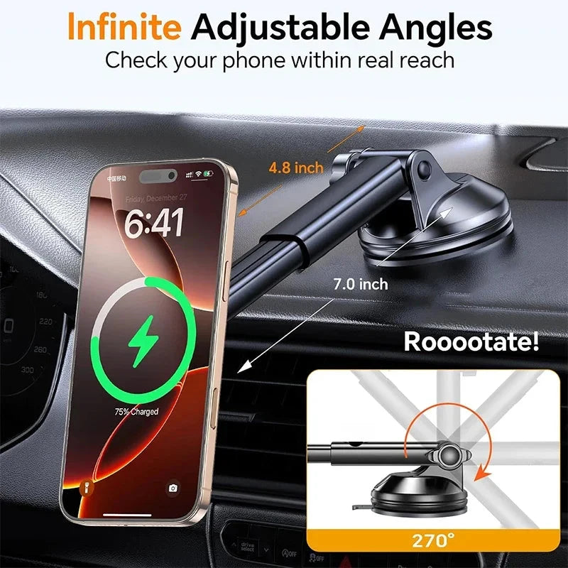 UYUXIO Strong Magnetic Wireless Car Phone Charger Adapter 15W Dashboard Windshield Car Phone Holder for iPhone 16 15 14 Pro Max