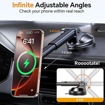 UYUXIO Strong Magnetic Wireless Car Phone Charger Adapter 15W Dashboard Windshield Car Phone Holder for iPhone 16 15 14 Pro Max