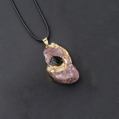 Natural Stone Gold Plated Pendant Necklace Irregular Gilt snake shape Crystal Link Healing Crystals Stone Necklaces For Women