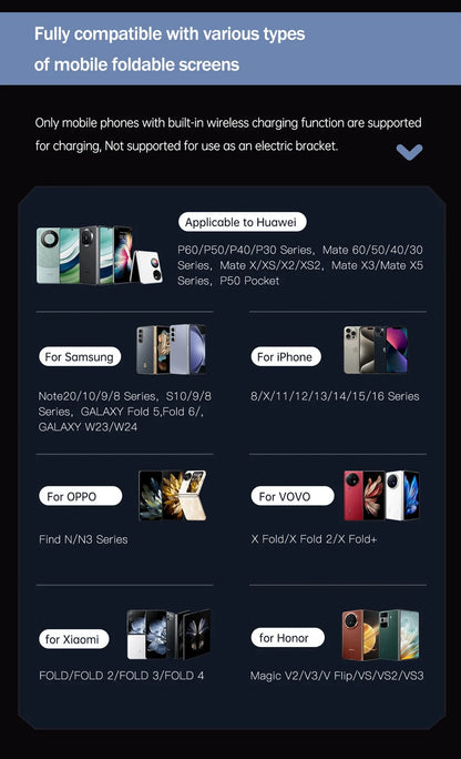 2-in-1 Car Wireless Charger Dual Coil Fold Screen Phone Fast Charging For Samsung Galaxy Z Fold 5 6 Air Vent Car Phone Holder