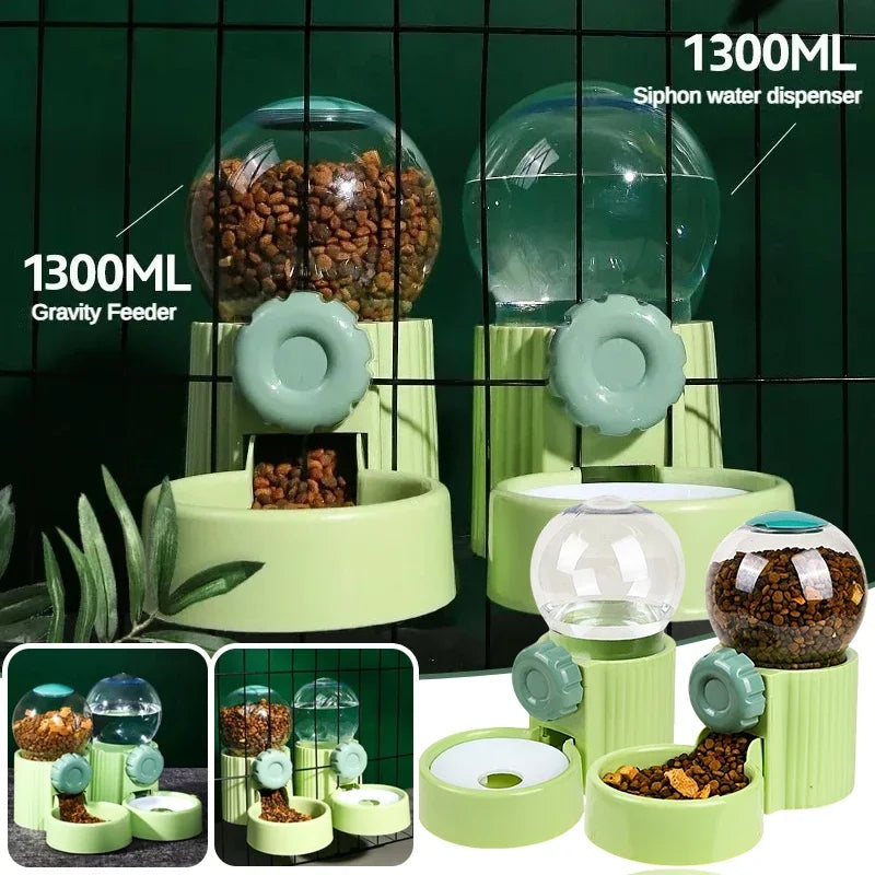 Automatic Dog Cat Feeder Cage Hanging Pet Bowls Pet Water Dispenser Dog Water Bottle Food Container Dispenser Bowl for Cat Dog - AMULET RING STORE
