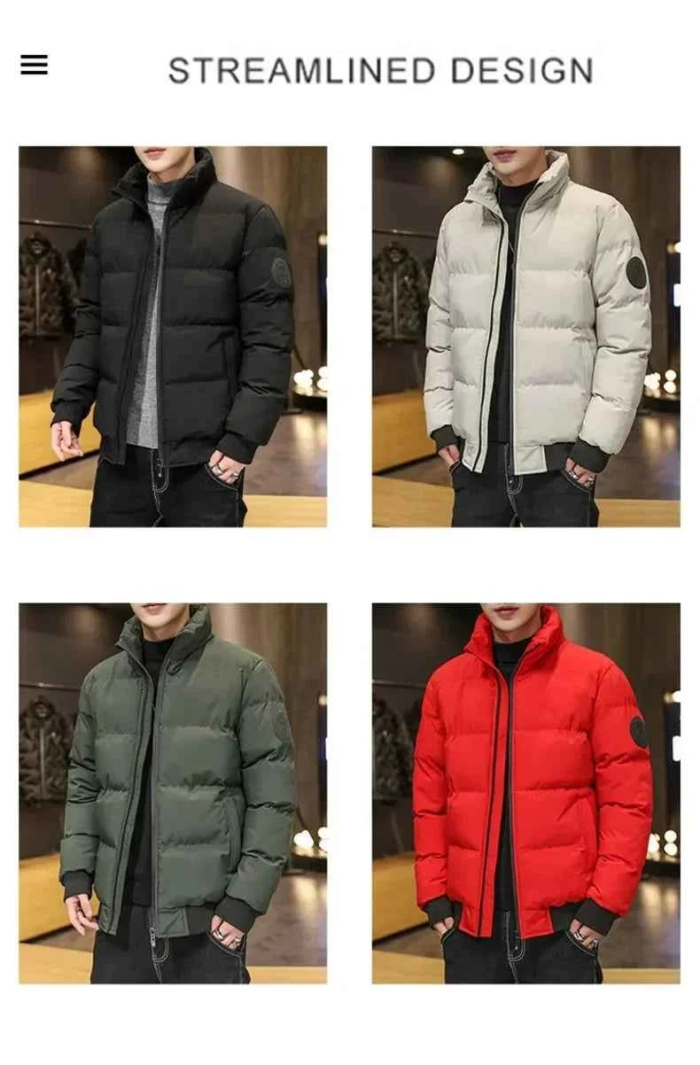 Winter Man Stand Collar Jackets Cotton-padded Parkas Puffer Jacket Men Warm Coats Thick Casual Outwear Streetwear Men's Clothing