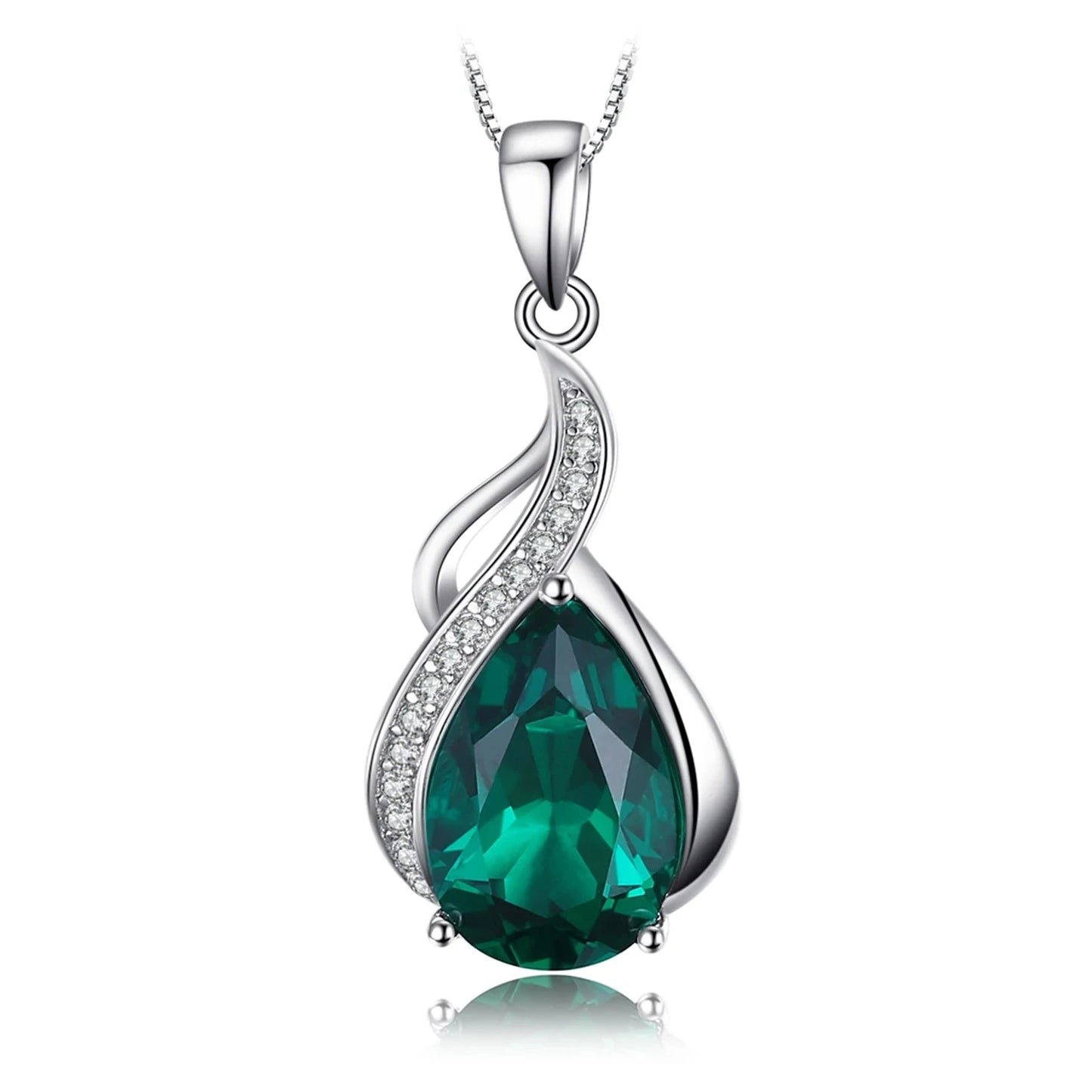 JewelryPalace 2.7ct Simulated Nano Emerald 925 Sterling Silver Pendant Necklace for Woman No Chain - AMULET RING STORE