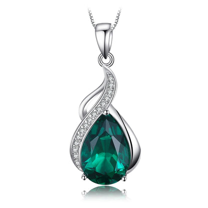 JewelryPalace 2.7ct Simulated Nano Emerald 925 Sterling Silver Pendant Necklace for Woman No Chain - AMULET RING STORE