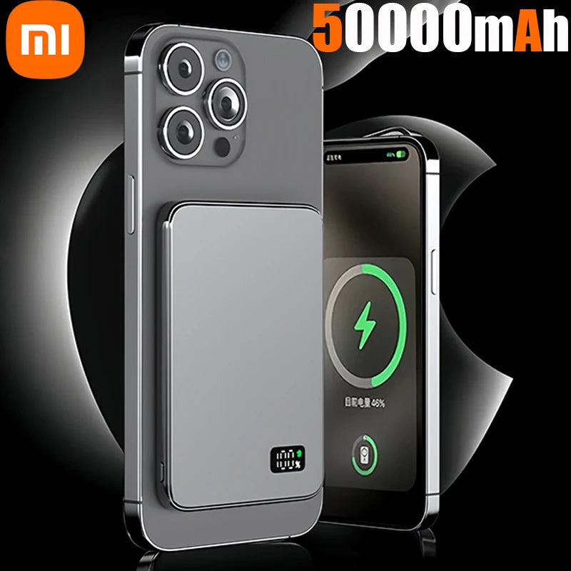 Xiaomi MIJIA 50000mAh Ultra Thin Power Bank for Magnetic Wireless Fast Charging LED Display Portable Battery For iPhone Samsung