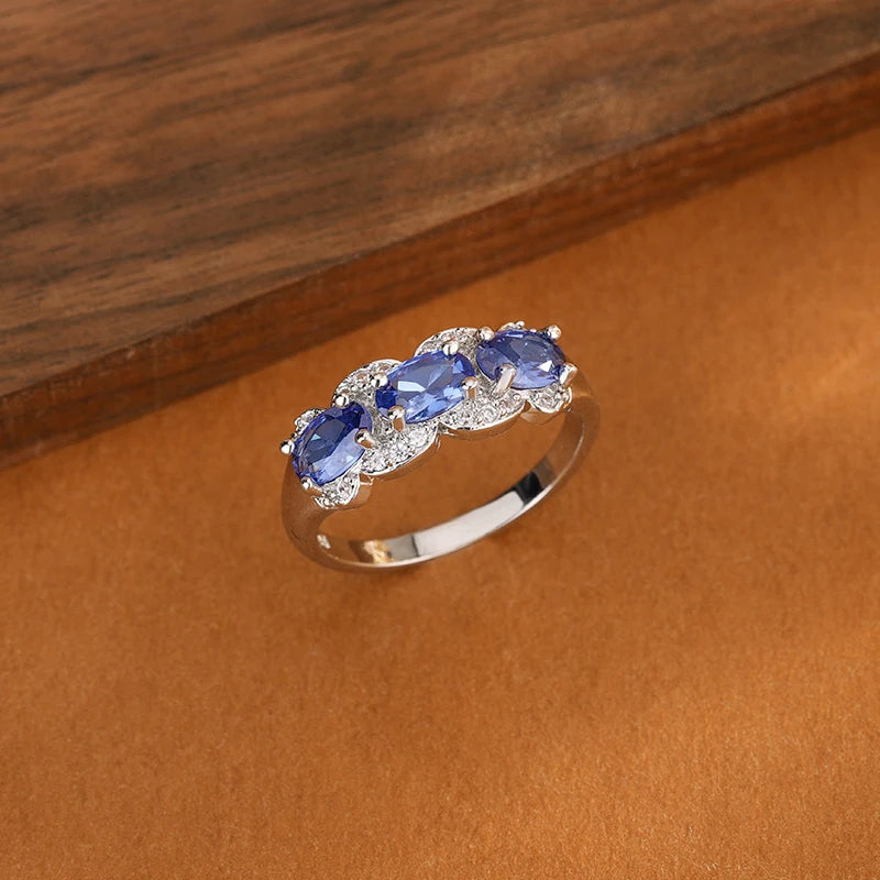 Exquisite Blue CZ Ring for Women | Premium 925 Sterling Silver | High-Quality Fashion Jewelry Gift Wedding Ring