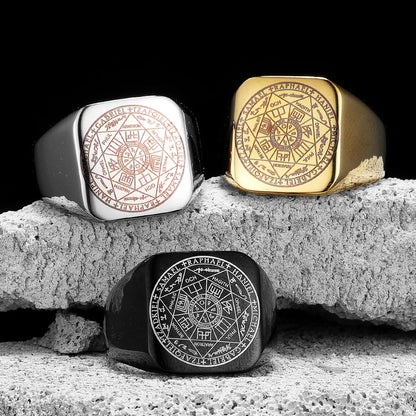 Solomon Kabbalah Seal Men Rings