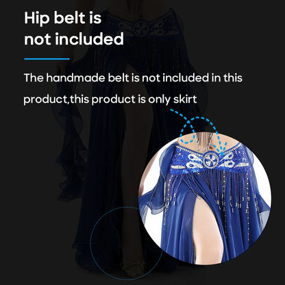 Belly Dance Skirt Chiffon Skirts Double Slit Ear Gauze Skirt High Slit Skirt For Adult Women Performance Practice Clothings