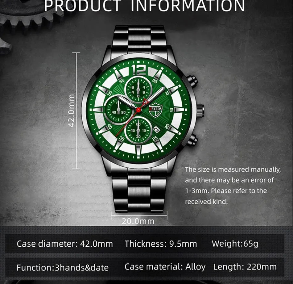 Fashion Men Stainless Steel Watch Luxury Calendar Quartz Wrist Watch Mens Business Watches for Man Luminous Clock - AMULET RING STORE