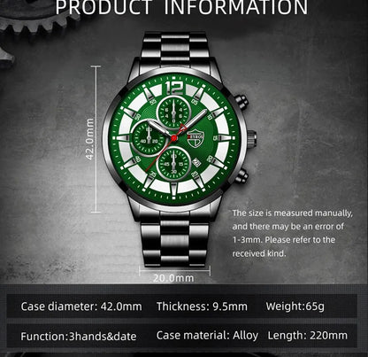 Fashion Men Stainless Steel Watch Luxury Calendar Quartz Wrist Watch Mens Business Watches for Man Luminous Clock - AMULET RING STORE