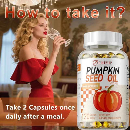 120 Capsules Pumpkin Seed Oil - Promotes Hair Growth, Hair Care, Supporting Prostate Health and Enhance Immunity System