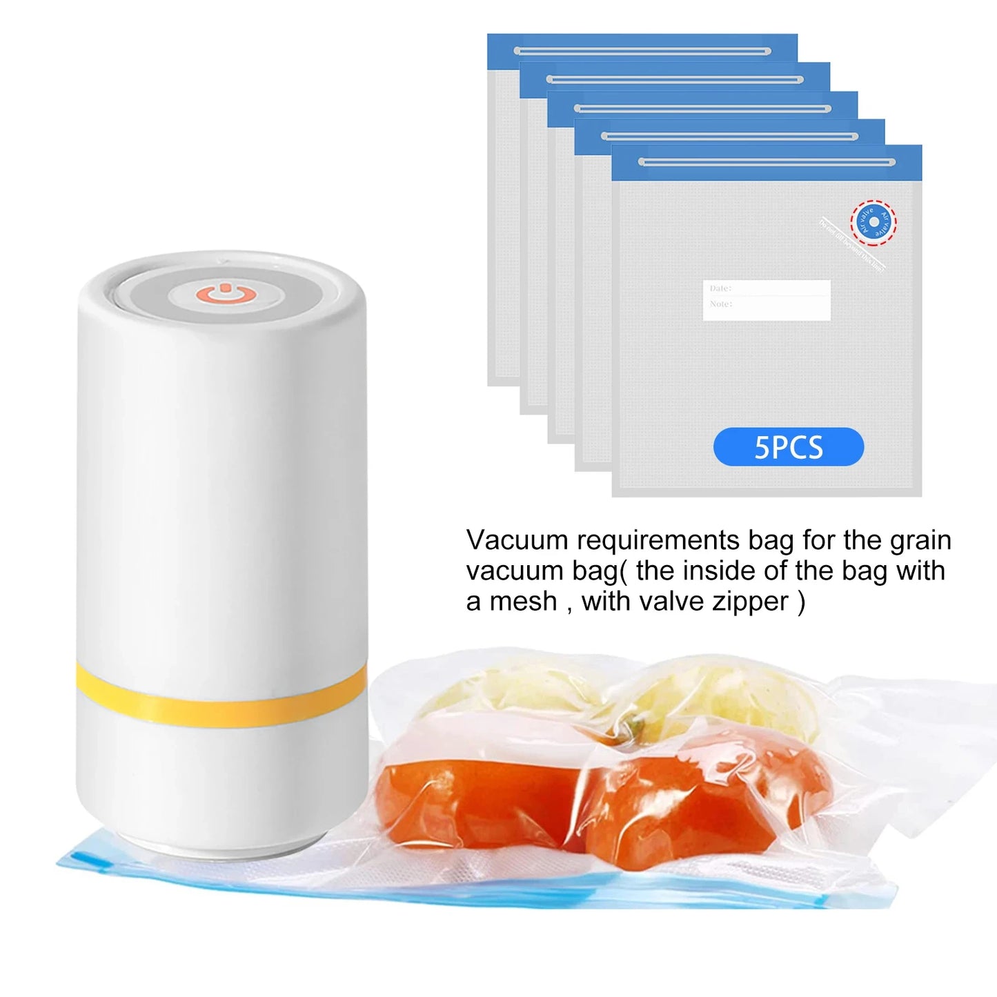 Reusable vacuum food storage bag zipper bag set USB electric pump vacuum sealing bag and manual pump vacuum bag - AMULET RING STORE