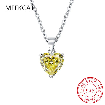 Natural Heart 1.57ct Citrine Sky Blue Topaz Garnet Emerald Pendant Necklace 925 Sterling Silver Women Colorful Birthstone Colar