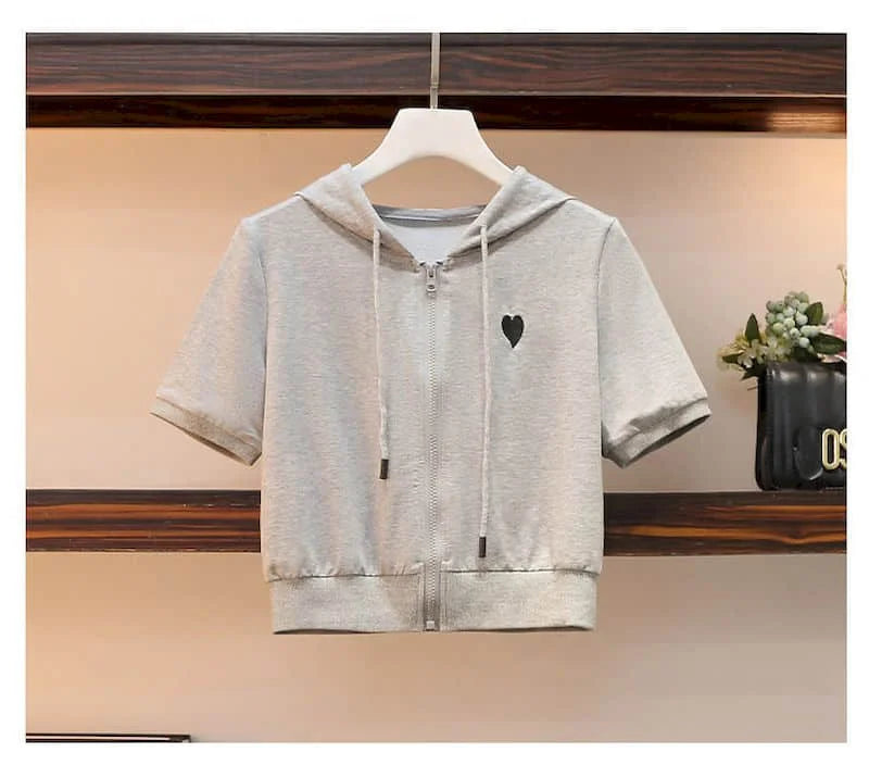 Womens T Shirts Sets Fashion Short Hooded Sports Casual Suits 2024 Summer Trend Slim Short Sleeve Tops Sweatpants Two Piece Set - AMULET RING STORE