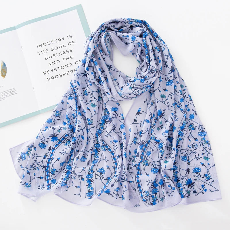 NEW Print Chiffon Hijab Scarf Shawl Fashion Islamic Muslim Scarves Wraps Women Echarpe Breathable Foulard Hijabs - AMULET RING STORE