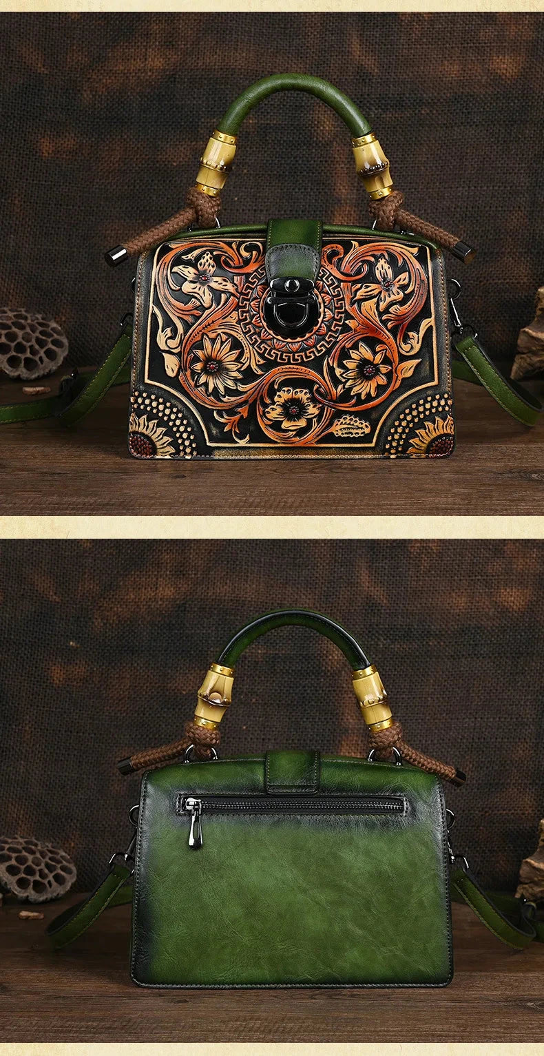 Motaora New Embossed Shoulder Bag For Women's 2025 Vintage Handmade Handbag Female PU Leather Big Capacity Crossbody Bags Purse