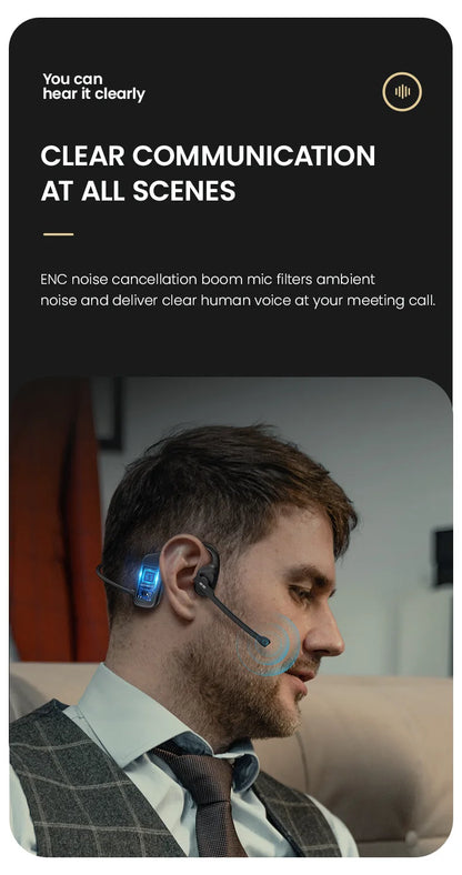 Bone Conduction Wireless Bluetooth Earphones Sports Gaming Headset with Mic Hands-Free Running Earbuds