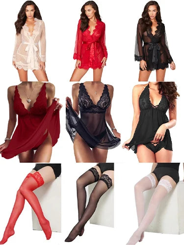 Sexy Women Lingerie Floral Embroidery Exotic Underwear Set Mesh Short Puff Sleeve T-shirts Tops and Panties Erotic Sleepwear - AMULET RING STORE