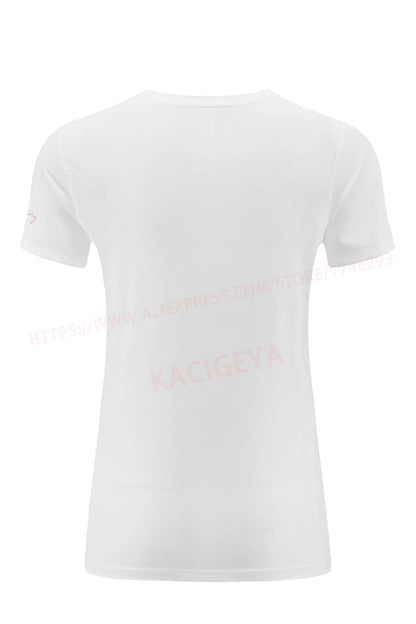 Women Print Running Short Sleeve Slim Elastic Yoga Breathable Mesh Tshirt Female Jogging Training Fashion Solid Fitness Tee - AMULET RING STORE