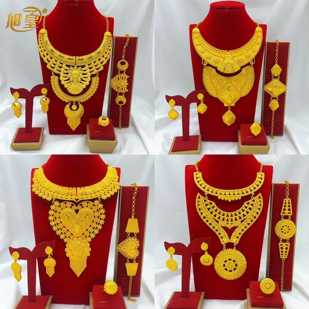 New Big Italian 24k Gold Plated Jewelry Set For Women Indian Dubai Party African Necklace Sets Bridal Gifts Arabic Jewelry Sets
