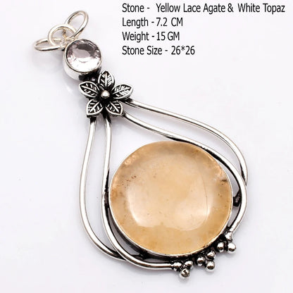 Genuine  Agate Labradorite Jasper Turquoise Rose Quartz Pendant