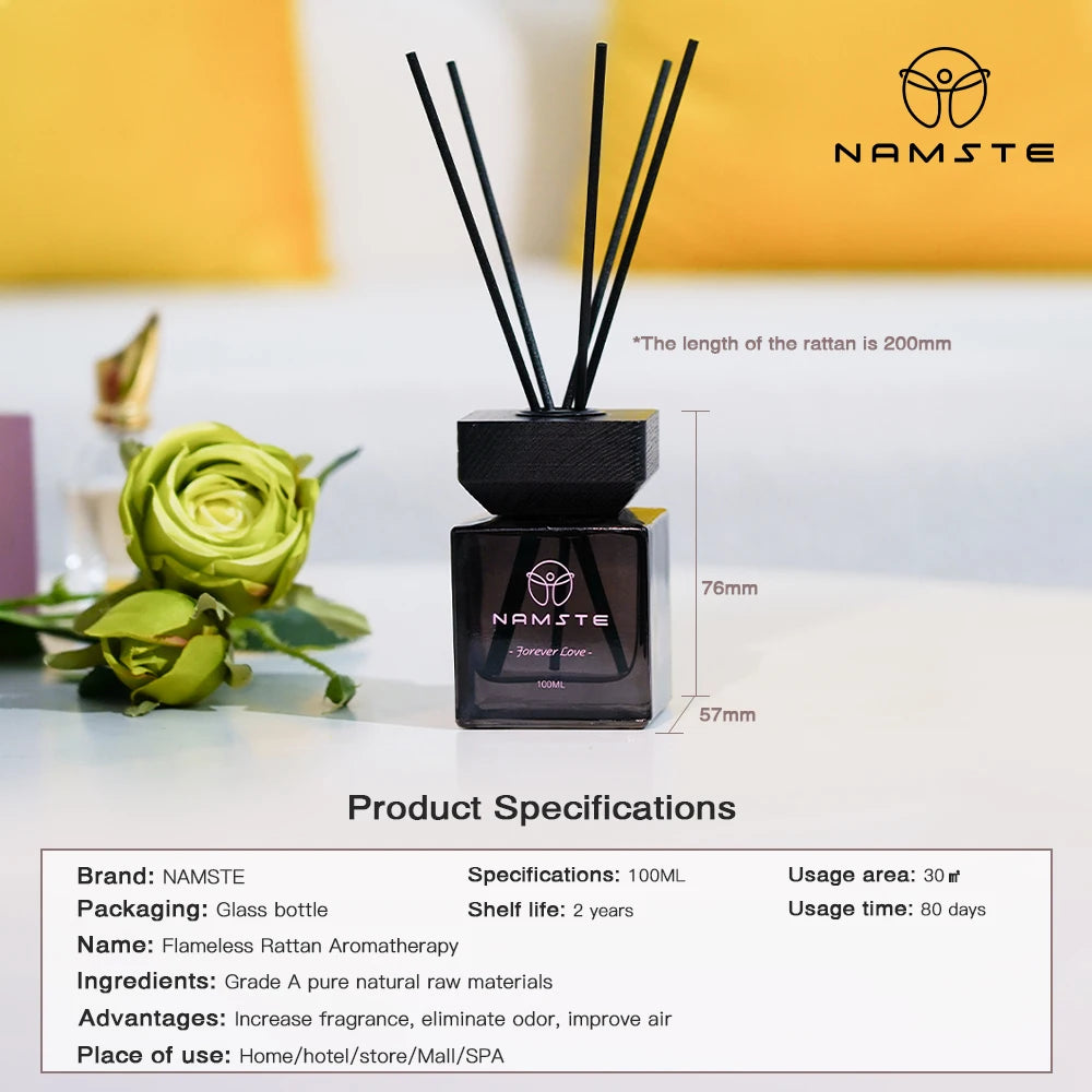 NAMSTE 100ML Reed Diffuser Stick Fragrance oil Aromatherapy Flameless Hotel Home SPA Aromatherapy Air Freshener Fragrance Scent - AMULET RING STORE
