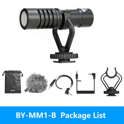 BOYA BY-MM1 Professional Cardioid Shotgun Microphone for iPhone Android Smartphone PC Canon Nikon DSLR Camera Recording Vlog