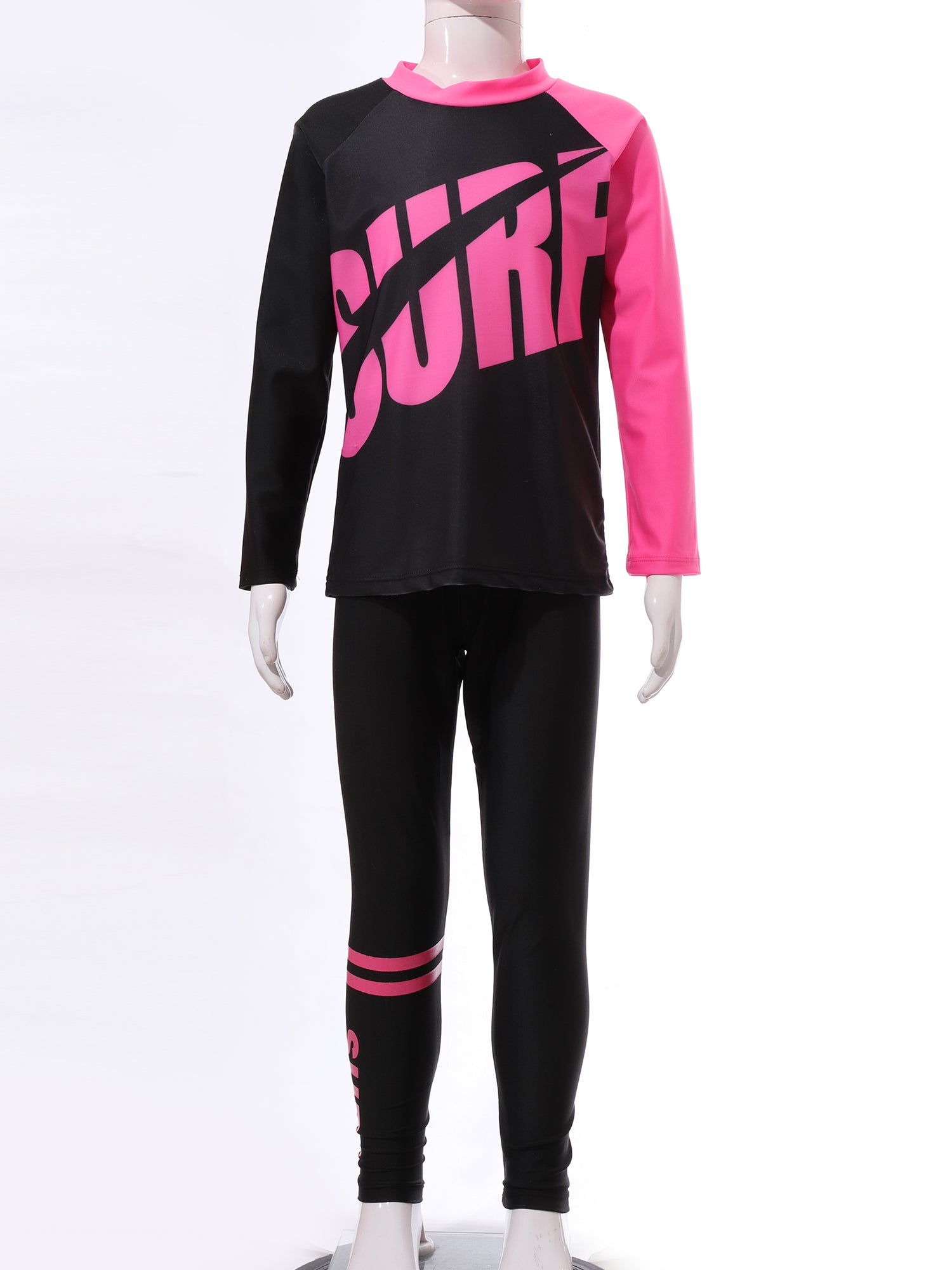 3Pcs Kids Girls Colorful Print Swimsuit Swimwear Long Sleeve Top+Shorts with Pants Set Sun Protection Rash Guard Swimming Outfit - AMULET RING STORE