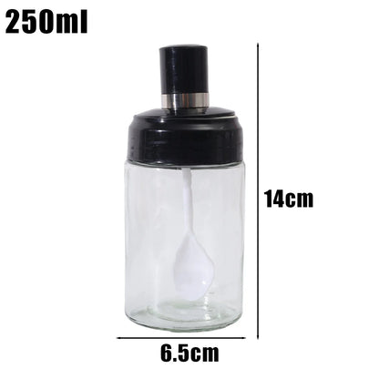 1/5PCS Glass Spice Jar Seasoning Bottle Pepper Shaker Salt Jars Barbecue Condiment Bottle with Quantitative Spoon Kitchen Gadget
