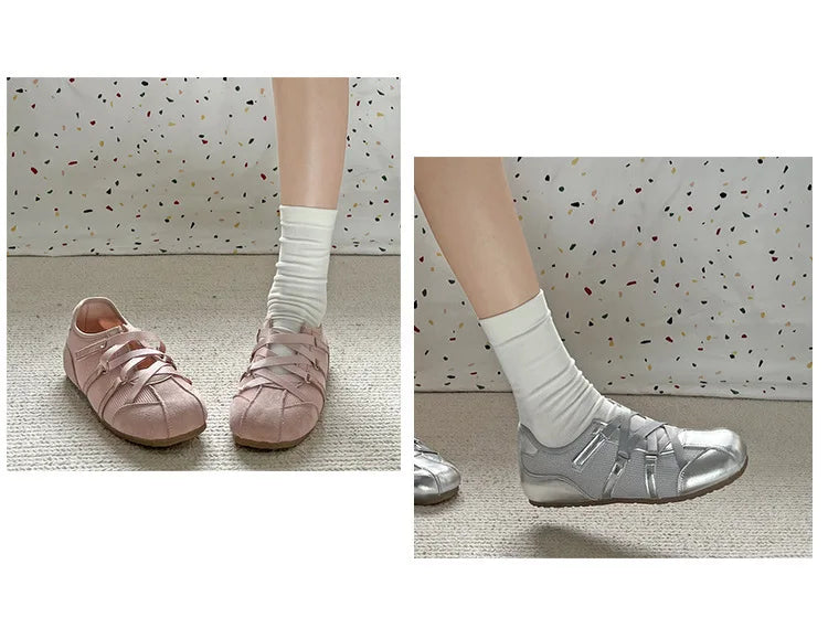 Leisure Sports Flat Shoes Women 2025 New Spring Retro All-matching Yellow Soft Soleplate Shoes - AMULET RING STORE