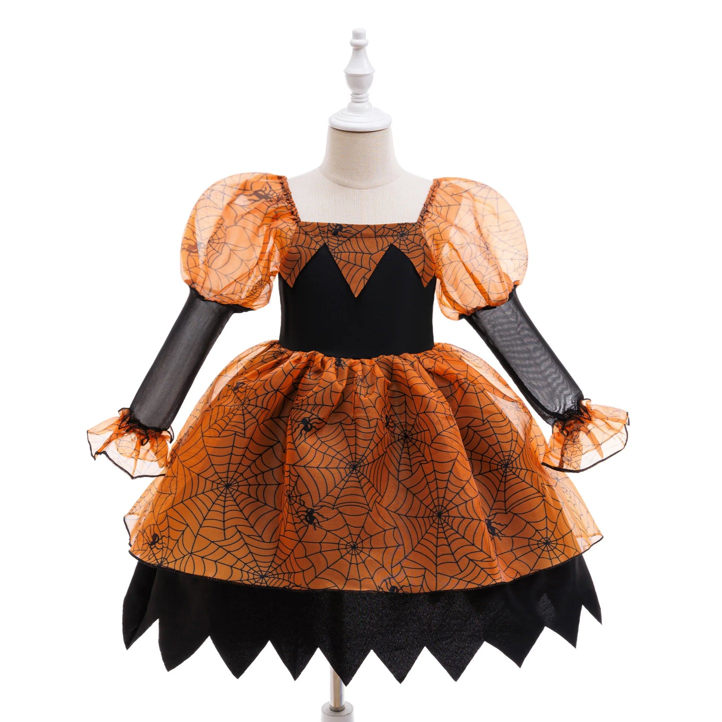 Girl Halloween costume 4-8 Yrs Halloween Theme Party Dresses Skeleton Bat Pumpkin Print Frocks Luxury Fluffy Kids Elegant Gown