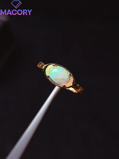 Natural Moonstone S925 Sterling Silver Ladies Ring 5*7mm Exquisite Fashion Jewelry with Certificate Holiday High-end Gifts