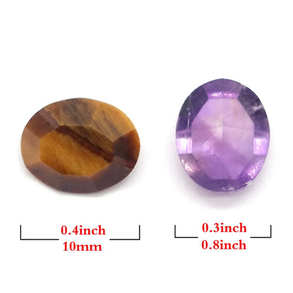 8X10mm Natural Stone Oval Cut Diamonds Faceted Loose Cabochon Beads Amethyst Healing Crystal for Jewelry Making DIY Ring Earring