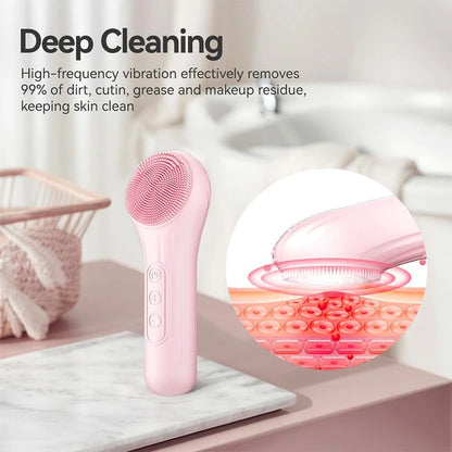 Silicone Face Cleaner Electric Sonic Facial Cleansing Brush Ultrasonic Face Massage Pore Deep Cleaning Vibrating IPX7 Waterproof
