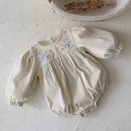 Autumn Toddler Baby Girl Romper Corduroy Long Sleeve Embroidered Flowers Newborn Baby Girl Jumpsuit Spring Baby Girl Clothing - AMULET RING STORE