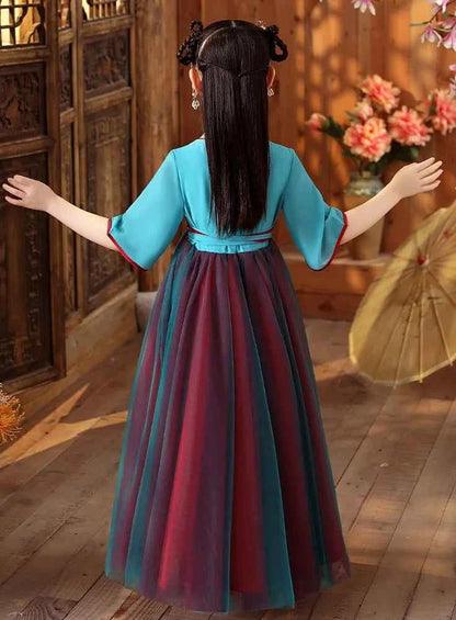 Summer Girls' Hanfu Dress Princess Costume Children's Dresses Kids Vintage Party Baby Girl Dress Cosplay Girls Clothes Vestidos