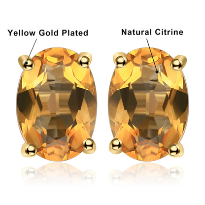 JewelryPalace Rose Gold Yellow Gold Plated Oval Natural Amethyst Citrine Garnet Topaz Peridot 925 Sterling Silver Earrings Woman