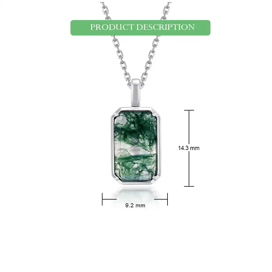 WES 100% 925 Silver Natural Unique Boho Moss Agate Pendant Necklace for Woman Earth Day Forest Jewelry Engagement Gift Wholesale - AMULET RING STORE