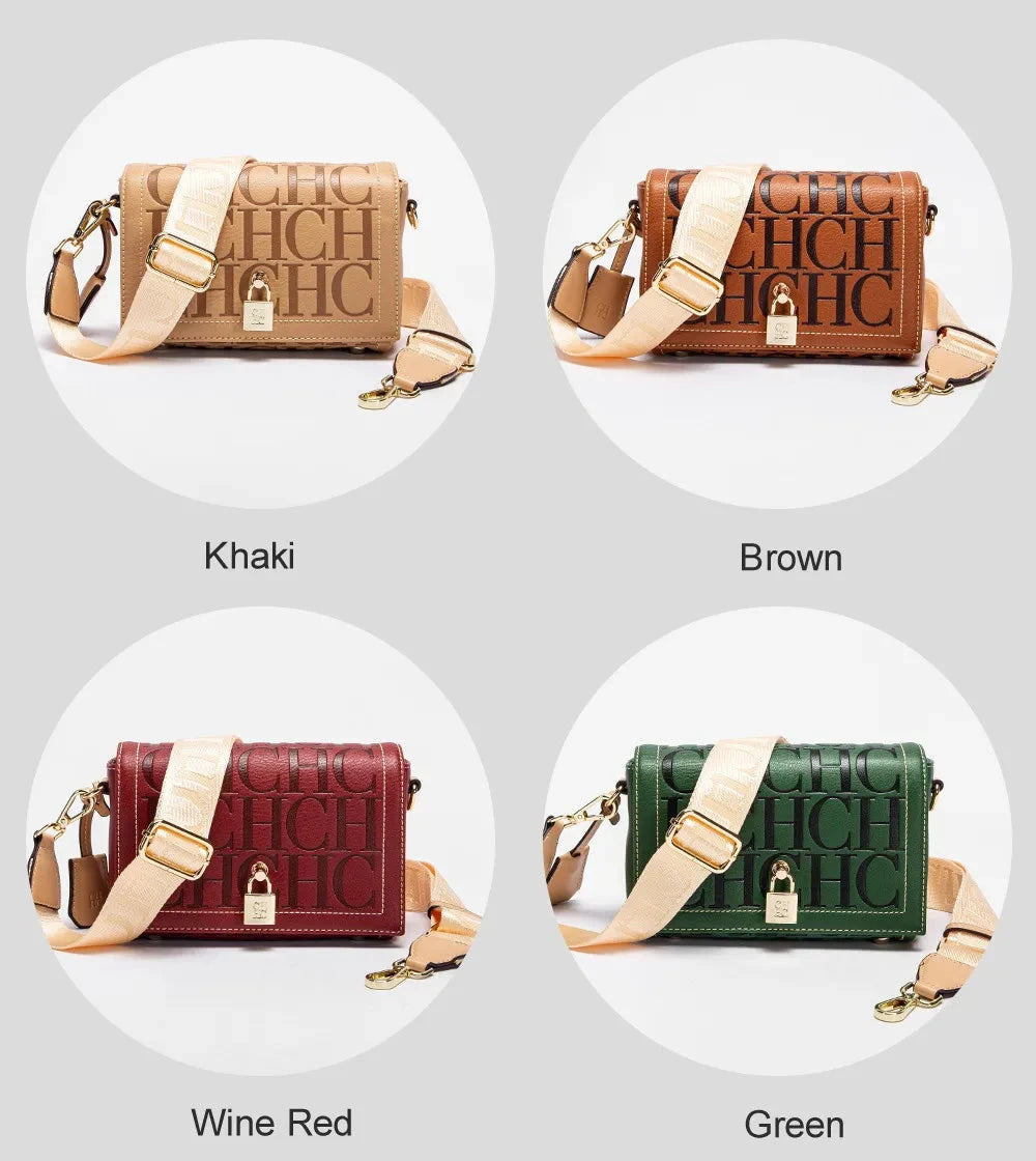 Fashion Design Model Metal Accessories Buckle Women's Shoulder Bag Luxury Brand 2025 Fashion Solid Colour Printed Head Bag