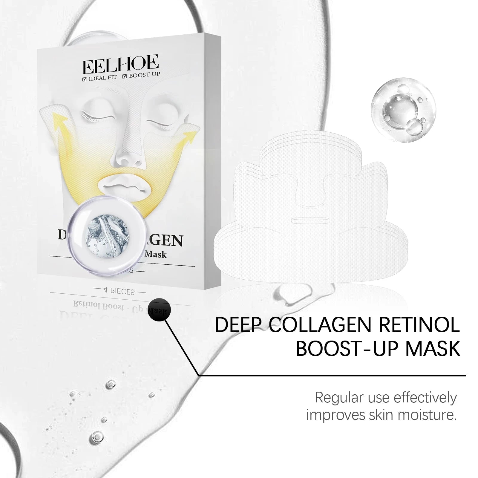 Deep Collagen Retinol Firming Mask Lifting Tightening Facial Skin Lighten Fine Lines Smooth Natural Hydrating Translucent Mask