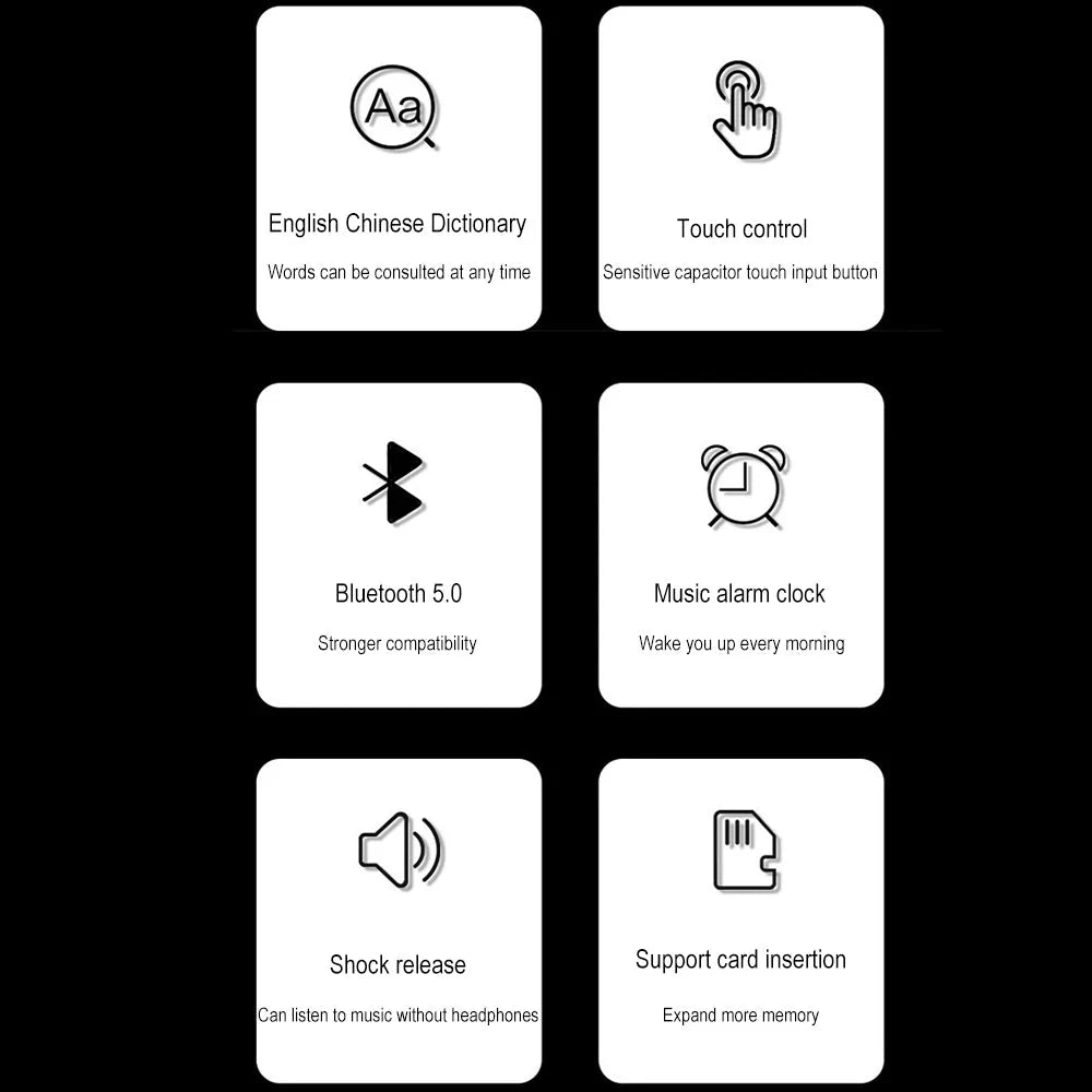 HiFi Bluetooth MP3 Player - Lossless Music Sport Earphone Portable Audio Walkman with FM E-book Recorder