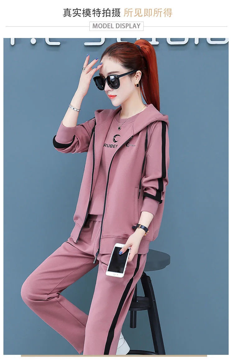 Spring Autumn Women Tracksuit Coats+Sweatshirts+Pants 3Pcs Suit Fashion Outfits Ladies Casual Clothing Sets Loose Sportswear