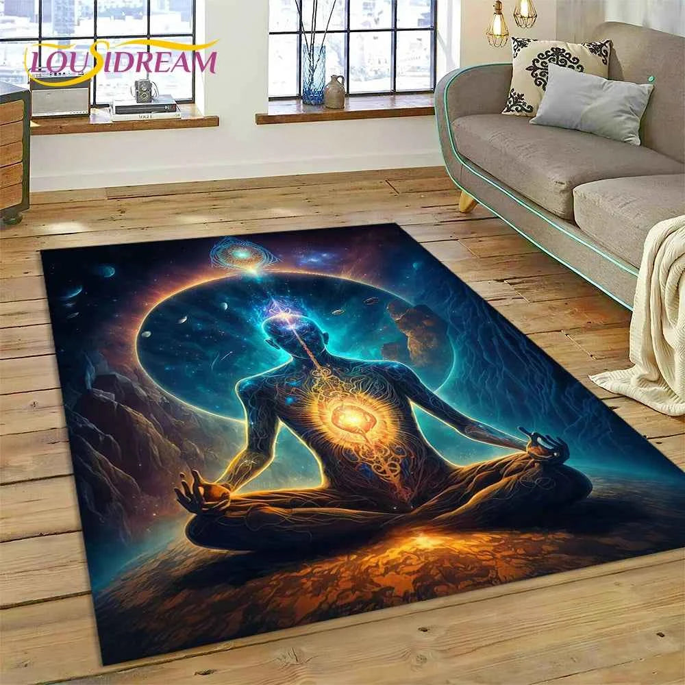 Naturalize Yoga Zen Meditation Rainbow 7 Chakra Carpet Rug for Home Living Room Bedroom Sofa Doormat Decor,Area Rug Non-slip Mat