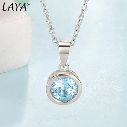 LAYA 925 Sterling Silver Natural Amethyst Bezel Setting Pendant Necklace For Women Original Fashion Jewelry 2025 Trend