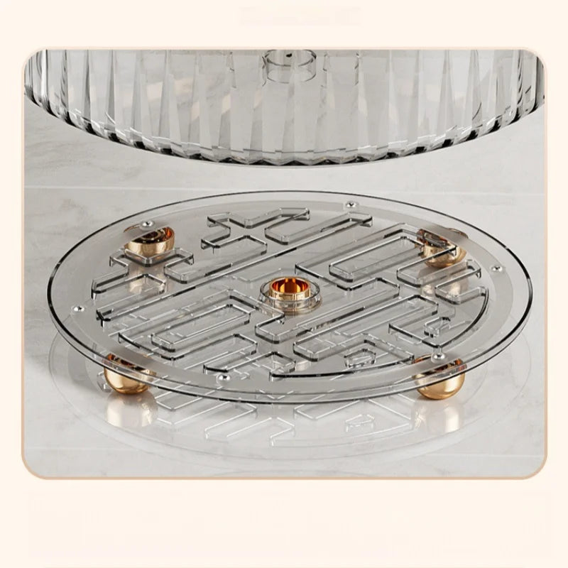 360° Rotating Condiment Rack Multi-functional Kitchen Condiment Round Storage Rack Plastic Transparent Fruit Bowl Container - AMULET RING STORE